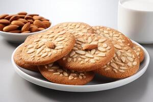 AI generated sweet almond cookies on the table professional advertising food photography photo