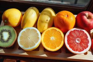 AI generated Fresh fruits on the table professional advertising food photography photo