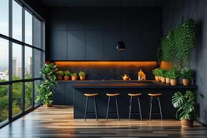 AI generated modern kitchen furniture interior designer professional advertising photography photo