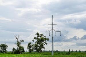 Assembly and installation of new support of a power line photo