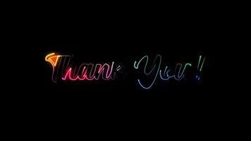 Abstract Thank you colorful neon laser text effect animation video