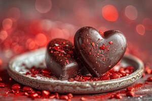 AI generated heart chocolate cookies flying in the air professional advertising food photography photo