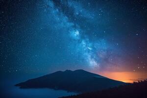 ai generado escénico noche cielo ver capturas el encantador belleza de oscuridad foto