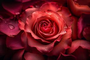 ai generado un romántico regalo un ramo de flores de rosado Rosa pétalos significa amor foto