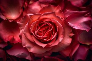 ai generado un romántico regalo un ramo de flores de rosado Rosa pétalos significa amor foto