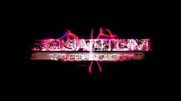 Quantum Technology glow pink neon abstract Lightning text animation video