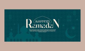 Ramadán kareem bandera. islámico tema antecedentes. deseos póster modelo vector