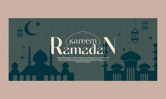 Ramadán kareem bandera. islámico tema antecedentes. deseos póster modelo vector