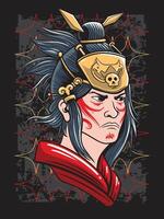 encantador japonés samurai personaje ilustración vector