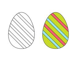 un conjunto de dos Pascua de Resurrección huevos. de colores negro y blanco Pascua de Resurrección huevos. colorante libro. contorno dibujo vector