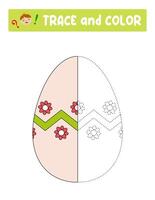 Trace and color . entertainment for children. training sheet. worksheet.Easter Egg vector