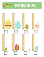 Measuring length  with ruler. Education developing worksheet. Game for kids.Vector illustration. practice sheets.Egg measurement in inches vector