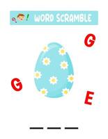 Word scramble. kid's educational games. Easter Game vector