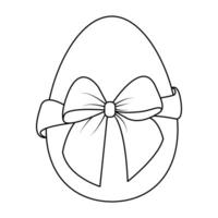 An Easter egg tied with a ribbon. Contoured Easter drawing.Coloring eggs vector