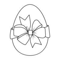 An Easter egg tied with a ribbon. Contoured Easter drawing.Coloring eggs vector