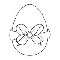 An Easter egg tied with a ribbon. Contoured Easter drawing.Coloring eggs vector