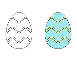 un conjunto de dos Pascua de Resurrección huevos. de colores negro y blanco Pascua de Resurrección huevos. colorante libro. contorno dibujo vector