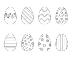 Set of Easter eggs. black and white Easter eggs. Coloring book. outline drawing vector