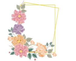 Soft Pastel Rose Flower Gold Frame vector