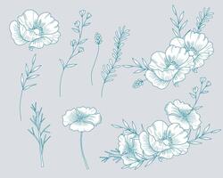 Anemone and Wild Flower Background vector