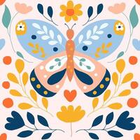 Cute Hand Drawn Butterfly Seamless Pattern vector