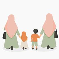 Mother and Kid Walk Together vector