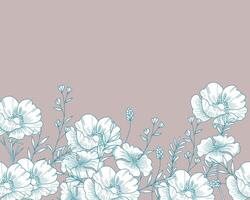 Hand Drawn Anemone and Wild Flower Background vector