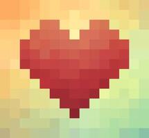 Artistic heart pixel on gradient color for background vector