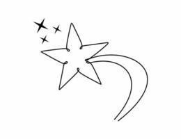 Rising star vector icon from one line hand drawing.  Simple and minimalist comic star doodle on white background.