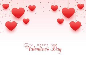 happy valentines day beautiful hearts background design vector