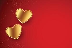 rojo antecedentes con dorado corazones para san valentin día vector
