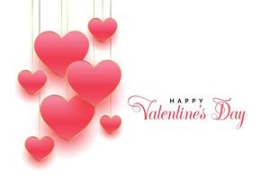 happy valentines day beautiful pink hearts background design vector