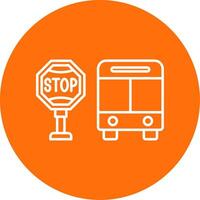 Bus Stop Line Circle color Icon vector