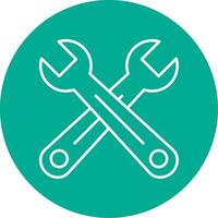 Cross Wrench Line Circle color Icon vector