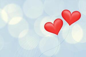 blurred background with two red balloon hearts vector