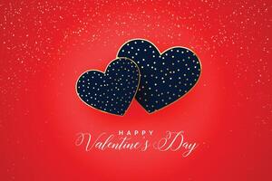 happy valentines day two sparkles hearts background vector