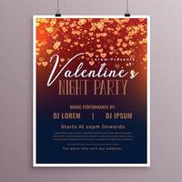 valentines day flyer template with falling hearts vector