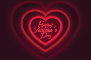 happy valentines day glowing red heart background vector