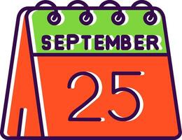 25th of September Filled Icon vector