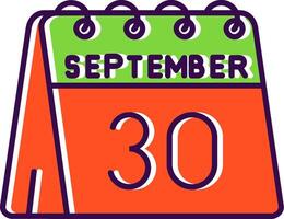 30th of September Filled Icon vector