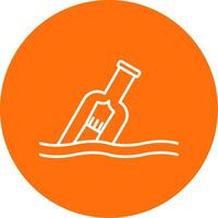 Message In A Bottle Line Circle color Icon vector