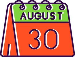 30th of August Filled Icon vector