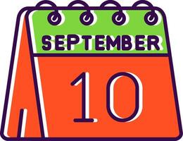 10 de septiembre lleno icono vector