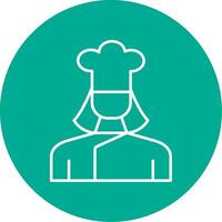 Lady Chef Line Circle color Icon vector