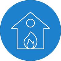 Burning House Line Circle color Icon vector