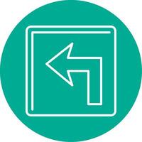 Turn Left Line Circle color Icon vector