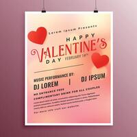 happy valentines day party greeting flyer template vector