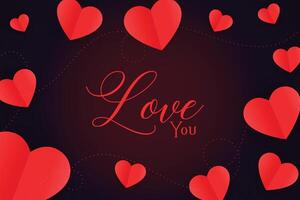 red hearts background with love you message vector