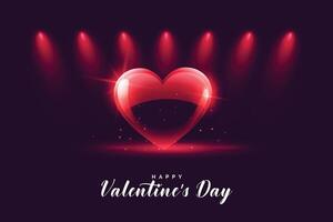 contento san valentin día corazón con atención luces vector