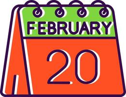 20th of February Filled Icon vector